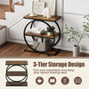 Industrial faux marble side table in rustic brown with 3-tier storage design, perfect for small spaces and stylish organization.