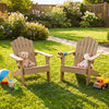 Set of 2 Kids Adirondack Chairs All-weather Outdoor Chairs for Children with Tilted High Backrest-Brown - Gallery View 1 of 9