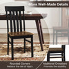 Black kitchen dining chair with slatted high backrest and rounded corners for safety, ideal for modern dining spaces.