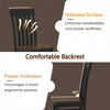 Set of 2 black kitchen dining chairs featuring slatted high backrests for enhanced breathability and ergonomic posture.
