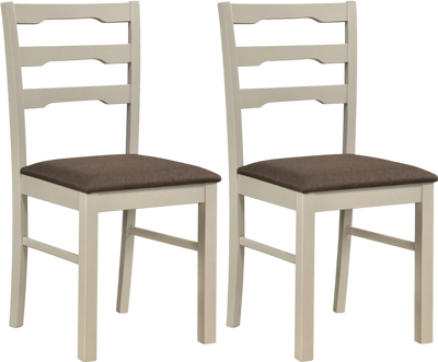 Costway Set of 2 Linen Style Upholstered Dining Chairs Wood Frames 20713359 New