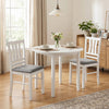 Linen-style upholstered dining chair with a slatted backrest, designed for comfort and space-saving in modern settings.