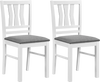 Set of 2 modern farmhouse dining chairs with solid rubber wood frames and linen-style upholstery for comfort.
