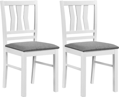 Costway Set of 2 Linen Upholstered Kitchen Dining Chairs Wood Frames 90169475 New