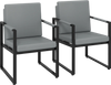 Set of 2 gray mid-century modern sofa chairs with cushions, featuring sturdy metal frames for versatile seating.