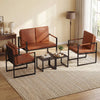 Set of 2 Mid Century Modern Single Sofa Chairs with Cushions-Brown - Gallery View 1 of 8