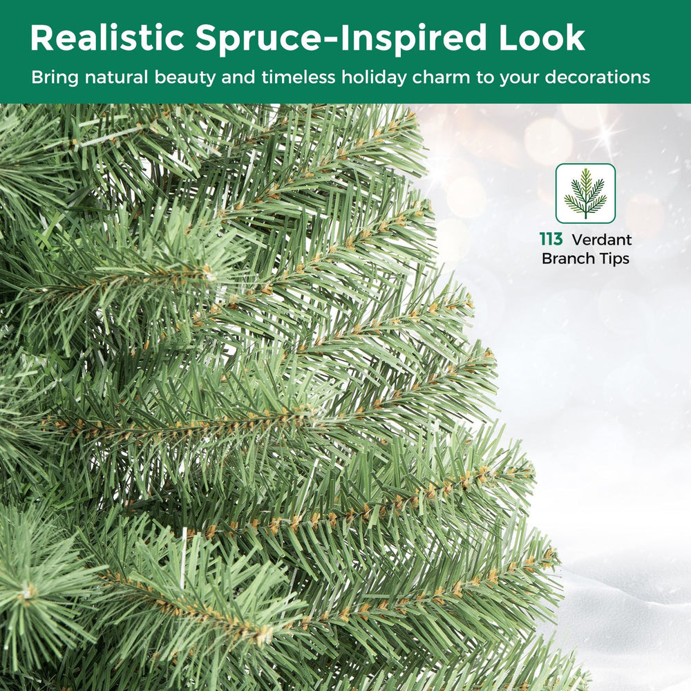 Close-up of green PVC branch tips on the 3 FT tabletop Christmas tree, showing its dense, natural look.
