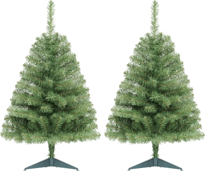 Costway Set of 2 Mini Tabletop Christmas Trees 113 PVC Tips 65329218 New