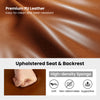 Curved seat and backrest of a modern counter height stool in espresso faux leather, featuring high-density sponge for.