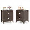 Set of 2 rustic brown nightstands with two drawers, featuring a wide tabletop for bedside essentials and modern design.