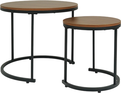 Costway Set of 2 Modern Round Nesting Coffee Tables 20861734 New