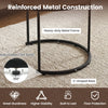 C-shaped base of a nesting coffee table set with heavy-duty metal frame and adjustable foot pads for stability.