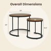 Set of 2 modern round nesting coffee tables in light brown, featuring a vintage design and compact dimensions for.