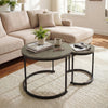 Set of 2 Modern Round Stacking Nesting Coffee Tables-Oak - Gallery View 1 of 12