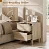Modern wooden end table with two storage drawers, featuring an anti-toppling device for added stability in any room.