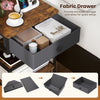 Fabric drawer of a rustic brown nightstand, providing enclosed storage and quick setup for bedside essentials.