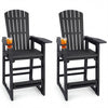 Set of 2 Outdoor 29 Inch Height Bar Stool with Backrest and Armrests-Black - Gallery View 1 of 1