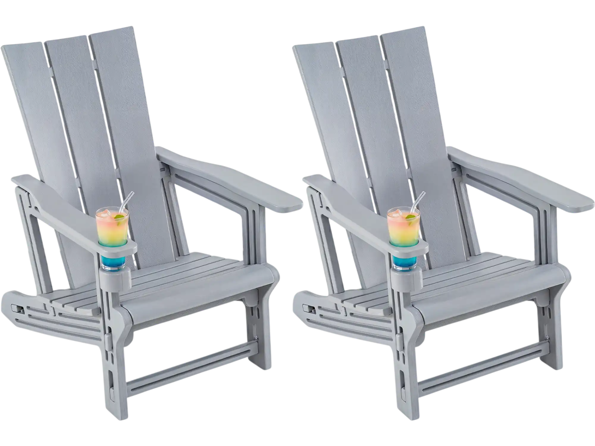 Costway Set of 2 Outdoor Adirondack Chairs w/ Cup Holder 98010329 New
