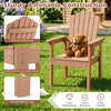 Adirondack chair in brown features a high backrest, wide armrests, and durable HIPS material for outdoor use.
