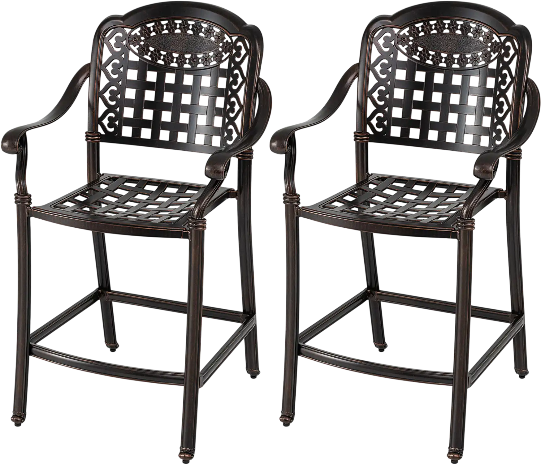 Costway Set of 2 Outdoor Cast Aluminum Bar Stools 25.5