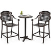 Set of 2 copper cast aluminum outdoor bar stools with ergonomic design, perfect for patio and poolside relaxation.