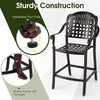 Outdoor bar stool with adjustable foot pads, sturdy cast aluminum construction, and ergonomic design for comfort.