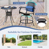Set of 2 outdoor bar height chairs with soft cushions, featuring 360° swivel and gentle rocking design for comfort.