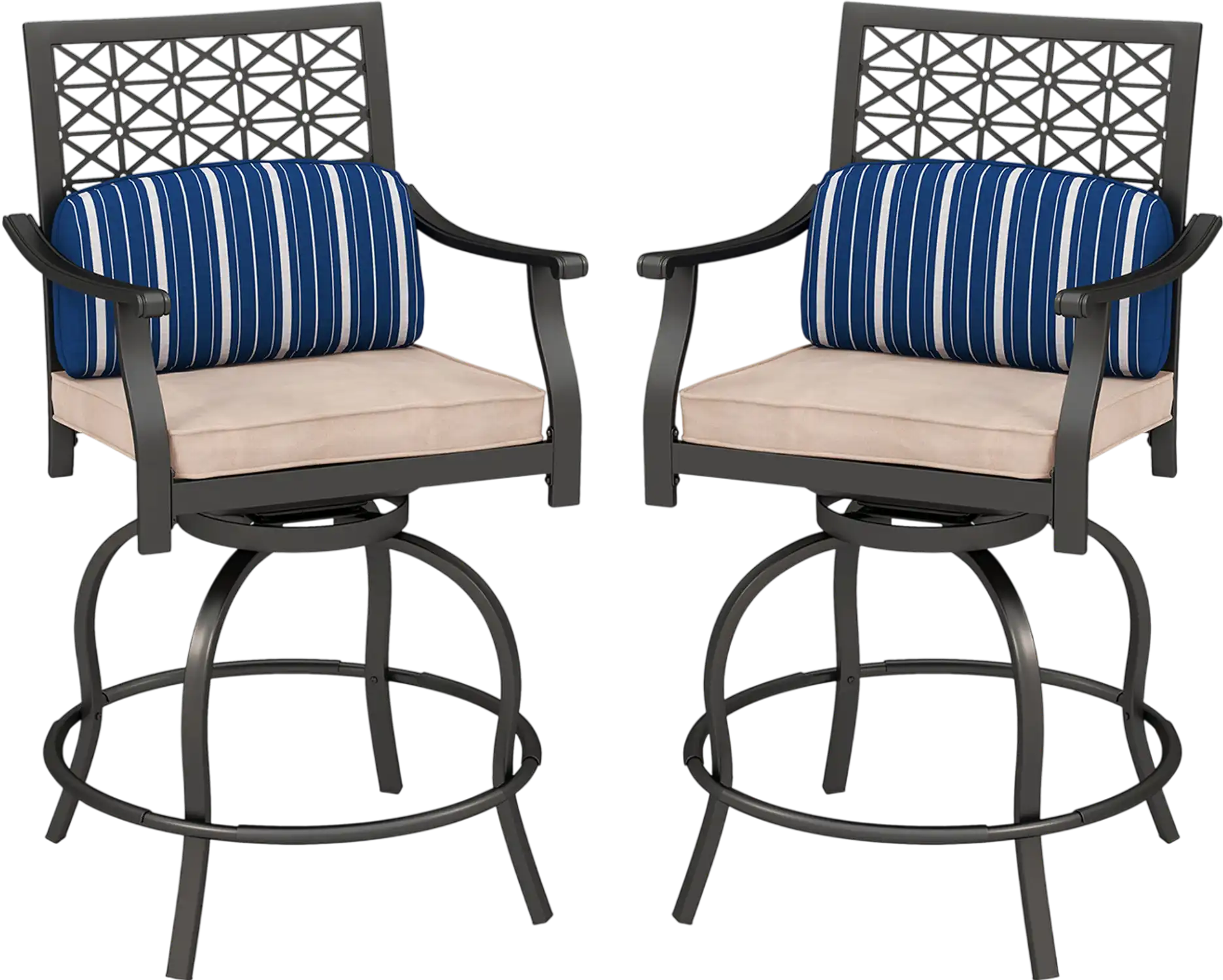 Costway Outdoor Swivel Bar Height Chairs Set of 2 w/ Cushions 80734129 New