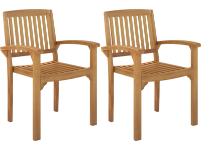 Costway Set of 2 Outdoor Patio Dining Chairs Slatted Curved Seat 138249576 New