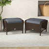 Set of 2 Outdoor Patio PE Wicker Ottomans with Removable Cushions-Grey - Gallery View 1 of 8
