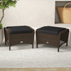 Set of 2 Outdoor Patio PE Wicker Ottomans with Removable Cushions-Black - Gallery View 1 of 8