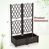 Raised garden bed with trellis in rustic brown, ideal for climbing plants, made of durable PE rattan for outdoor use.