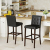 Set of 2 PVC Dining Leather Bar Stools with Solid Wood Legs-29 inches - Gallery View 1 of 8