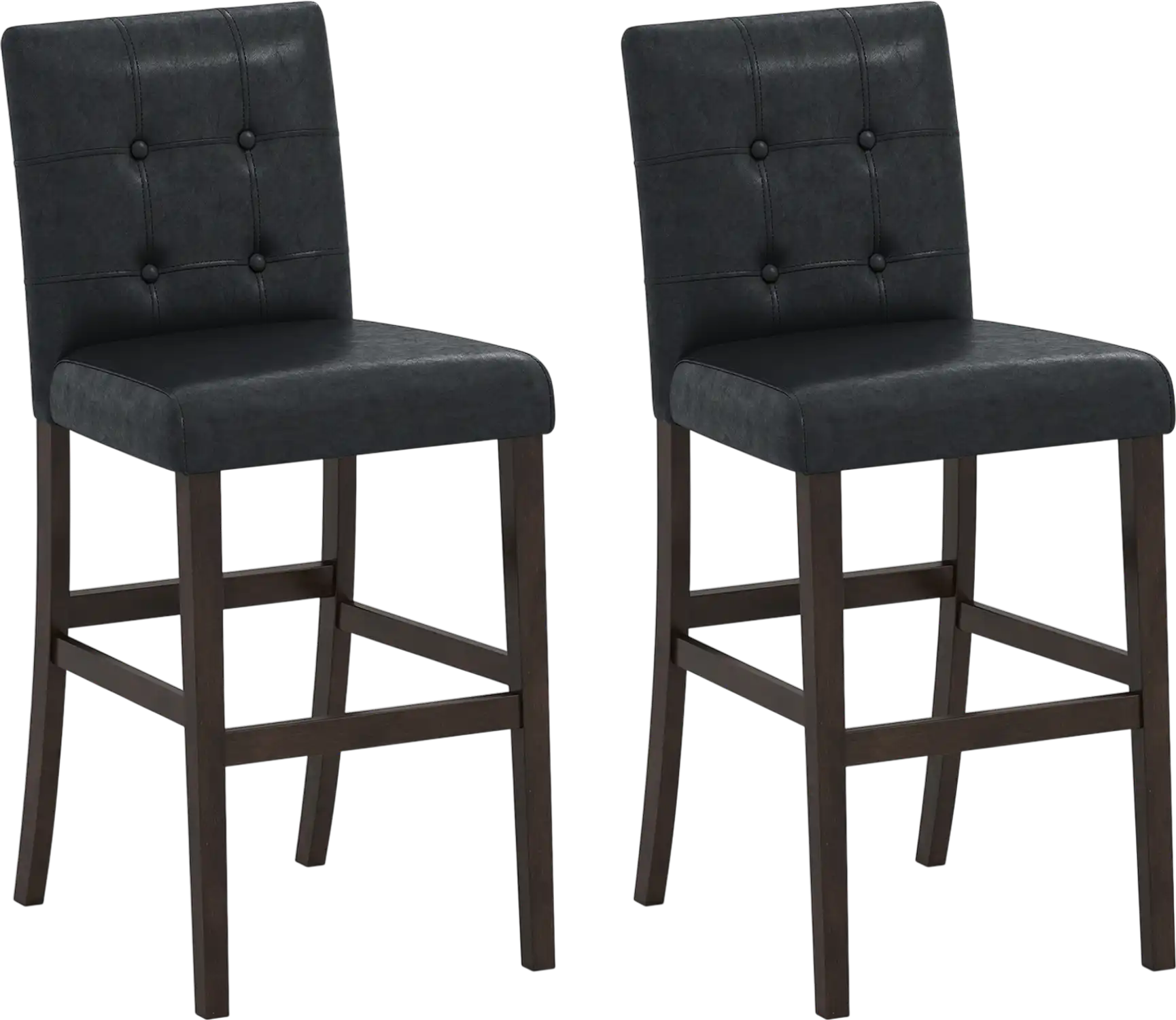 Costway Set of 2 PVC Leather Bar Stools Solid Wood Legs 75912386 New