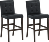 Set of 2 PVC leather bar stools with solid rubber wood legs, featuring comfortable upholstery and a stylish design for.