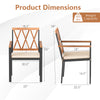 Side view of a patio dining chair with acacia wood armrests, removable cushion, and sturdy metal frame, ideal for.