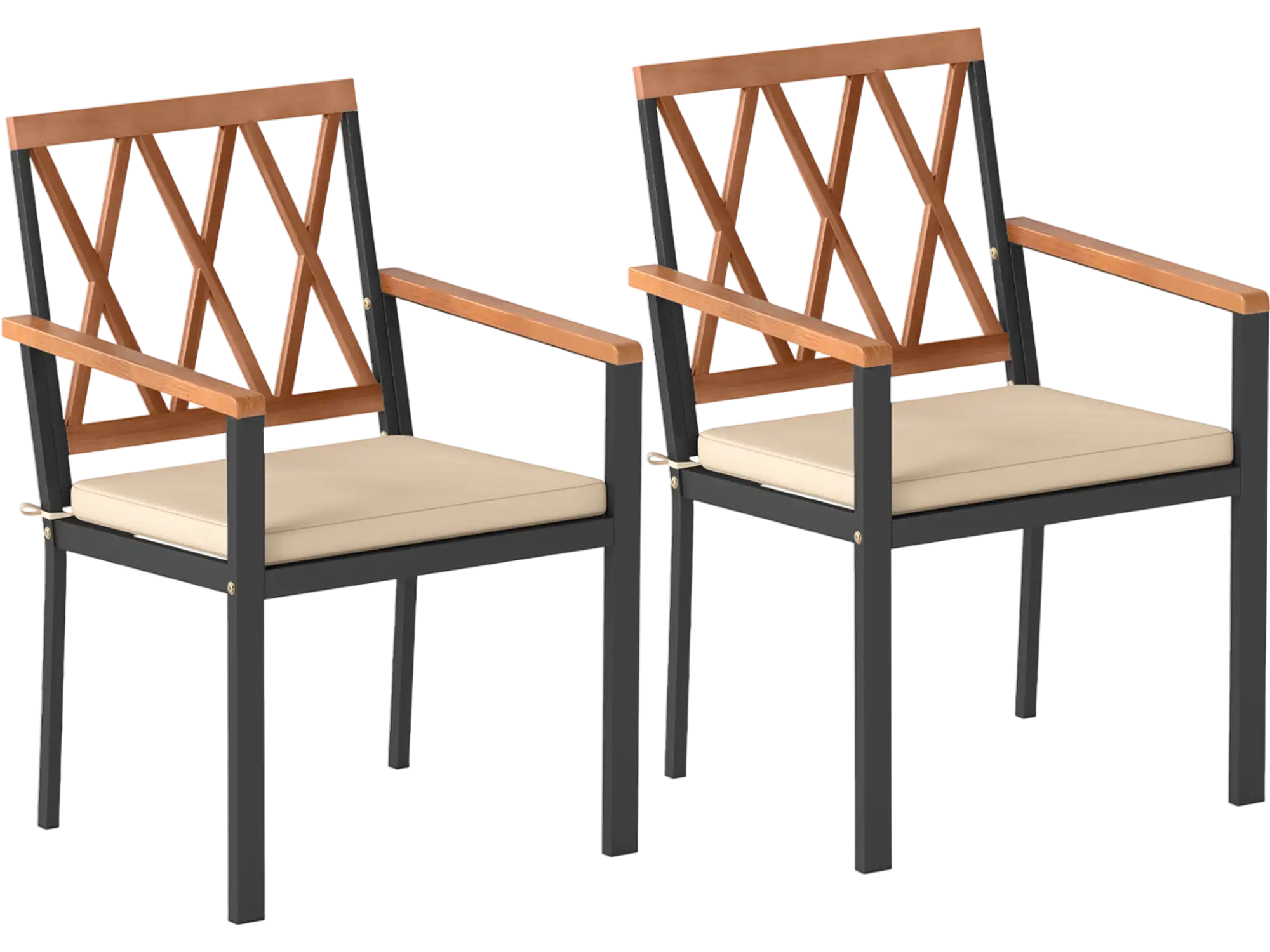 Costway Set of 2 Patio Dining Chairs w/ Removable Padded Cushions 95476182 New