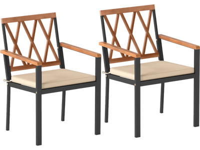 Costway Set of 2 Patio Dining Chairs w/ Removable Padded Cushions 95476182 New
