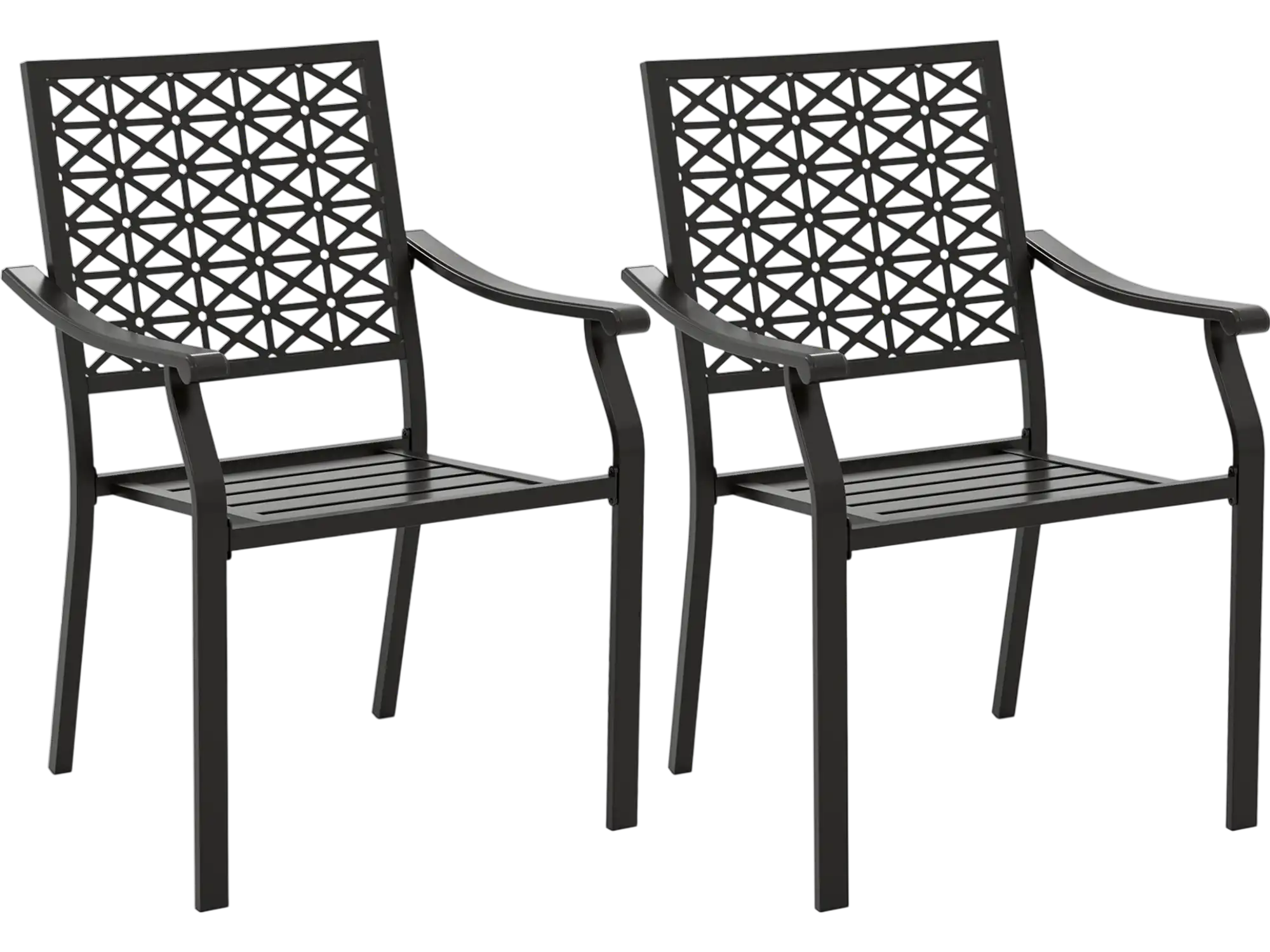 Costway Set of 2 Patio Dining Chairs Curved Armrests Steel Frame 42591678 New