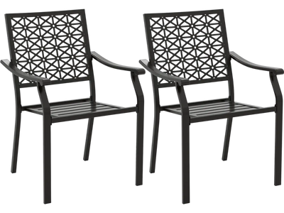 Costway Set of 2 Patio Dining Chairs Curved Armrests Steel Frame 42591678 New