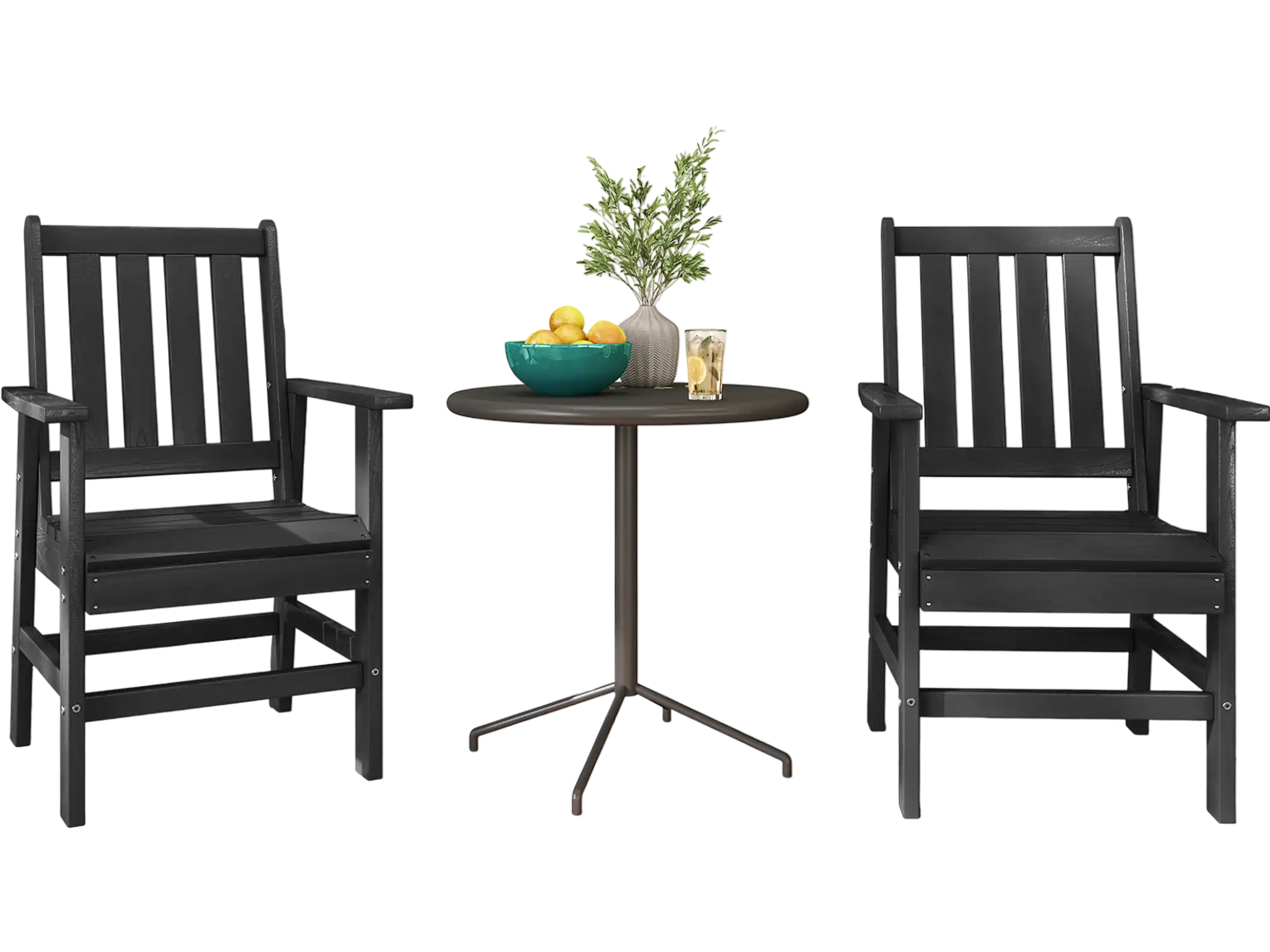 Costway Set of 2 Patio Dining Chairs Wide Armrests Black 198734526 New