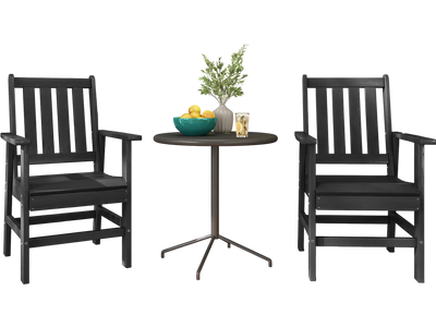 Costway Set of 2 Patio Dining Chairs Wide Armrests Black 198734526 New