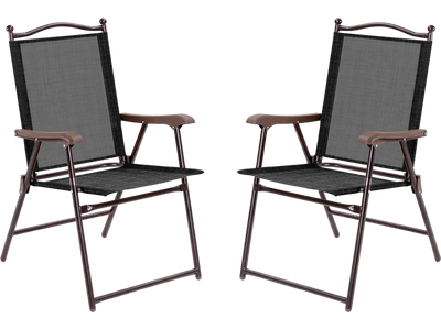 Costway Set of 2 Patio Folding Sling Back Deck Chairs 62549173 New