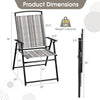 Patio folding sling chair dimensions with gray fabric, 330 lbs capacity, and space-saving design for outdoor use.