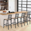 Set of 2 patio bar chairs with detachable cushions, featuring a stylish industrial design for indoor and outdoor use.