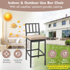 Patio bar chair with detachable cushion, heavy-duty metal frame, and footrest for indoor and outdoor use.