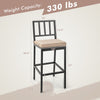Patio bar chair with detachable cushion, industrial design, 330 lbs capacity, ideal for indoor and outdoor use.