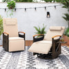 Set of 2 Patio Rattan 360° Swivel Recliner Chair with Adjustable Backrest and Footrest-Beige - Gallery View 1 of 9