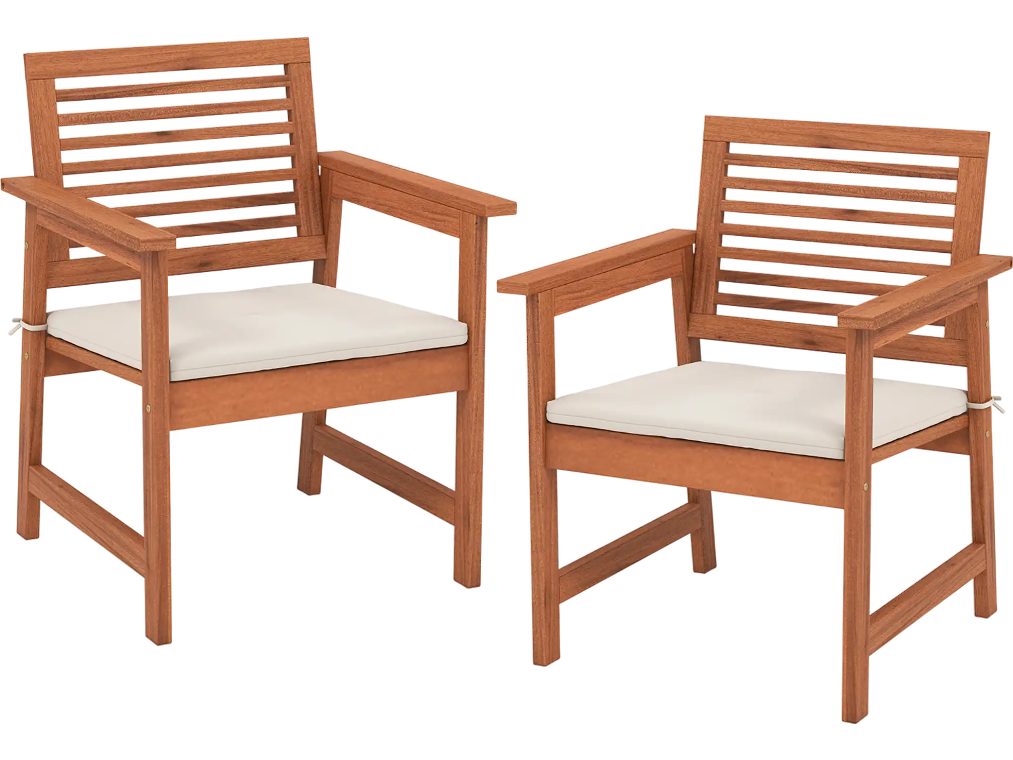 Costway Set of 2 Patio Solid Wood Dining Chairs w/ Cushions Slatted Seat 194275863 New