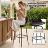 Patio swivel bar stool with a hand-woven PE rattan seat and built-in footrests, ideal for outdoor garden seating.